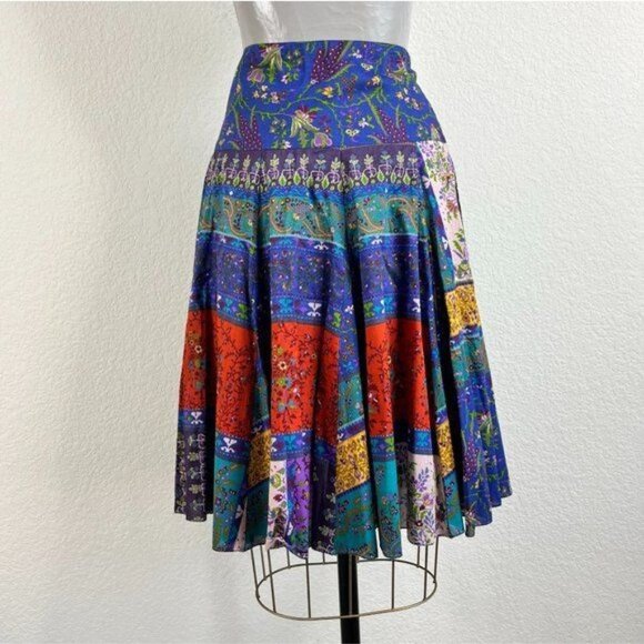 ETRO Milano Paisley Patchwork Floral A Line Swing Skirt - Picture 6 of 10